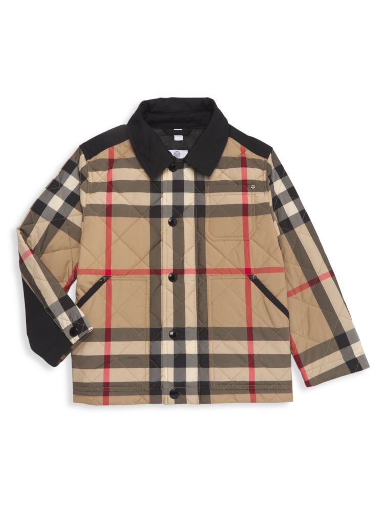 

Пуховик в клетку Little Boy's & Boy's Renfred Burberry, бежевый