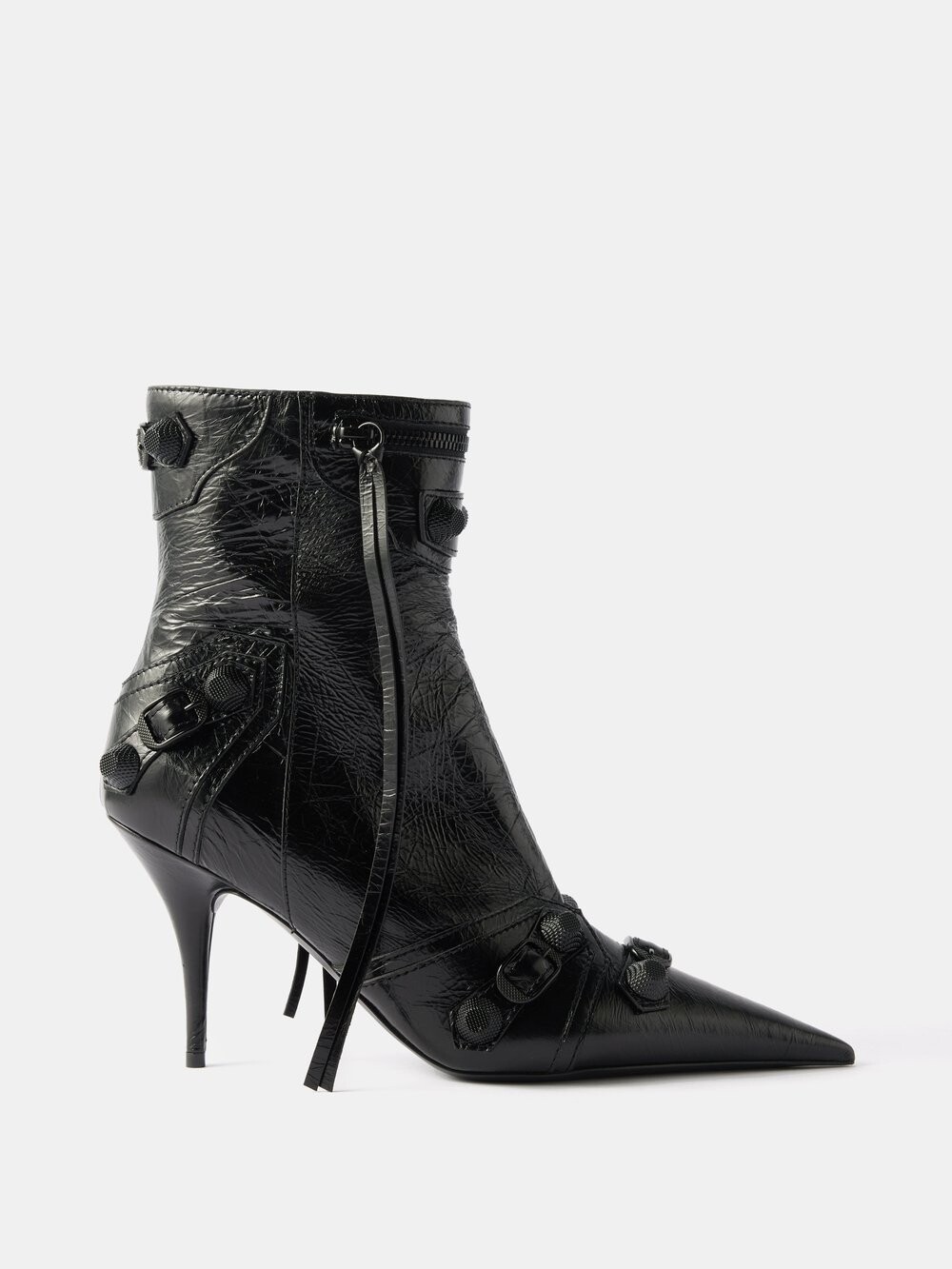 

Кожаные ботильоны cagole 90 с шипами Balenciaga, черный