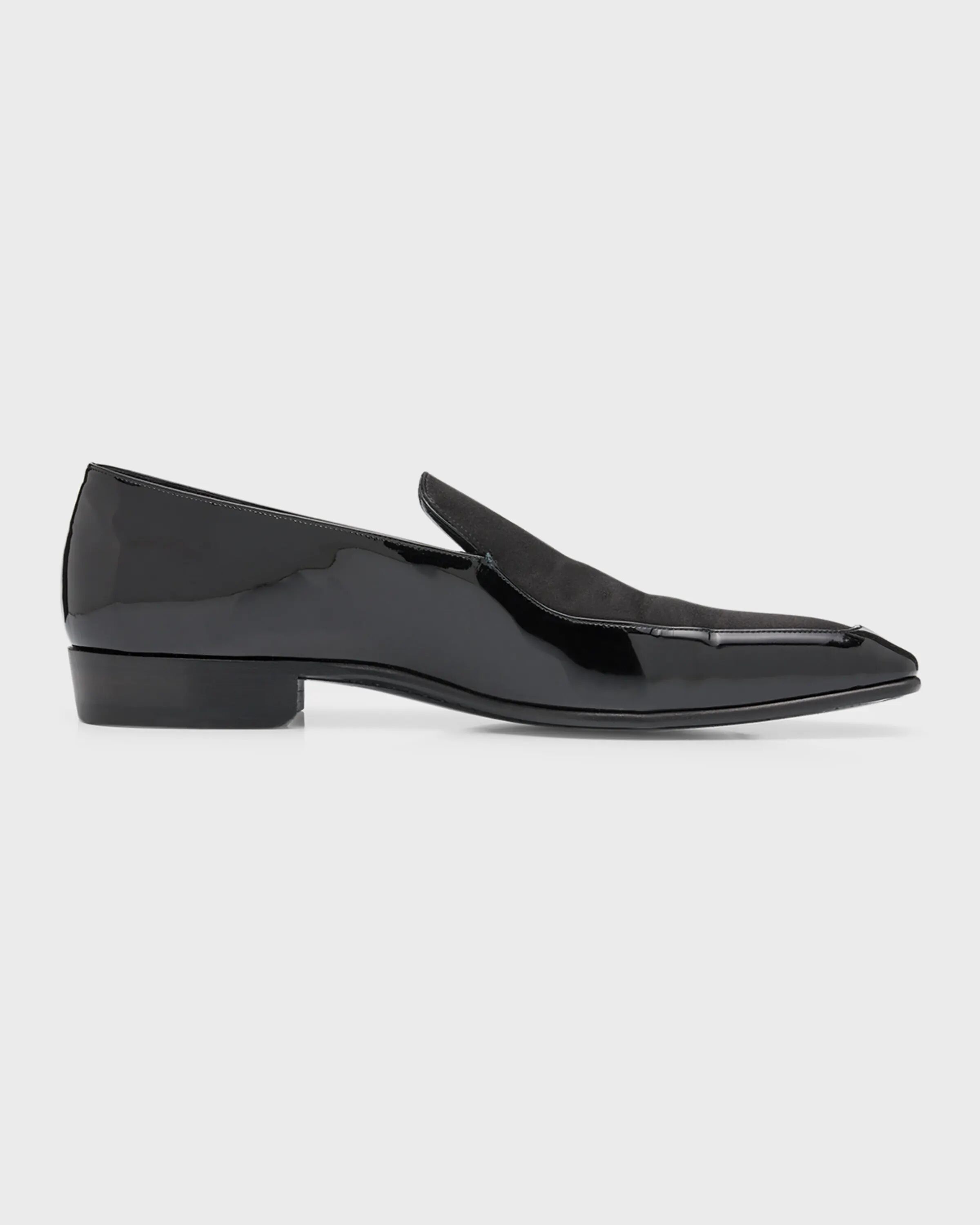 

Мужские лоферы Gabriel из лакированной кожи и атласа Saint Laurent, цвет Black