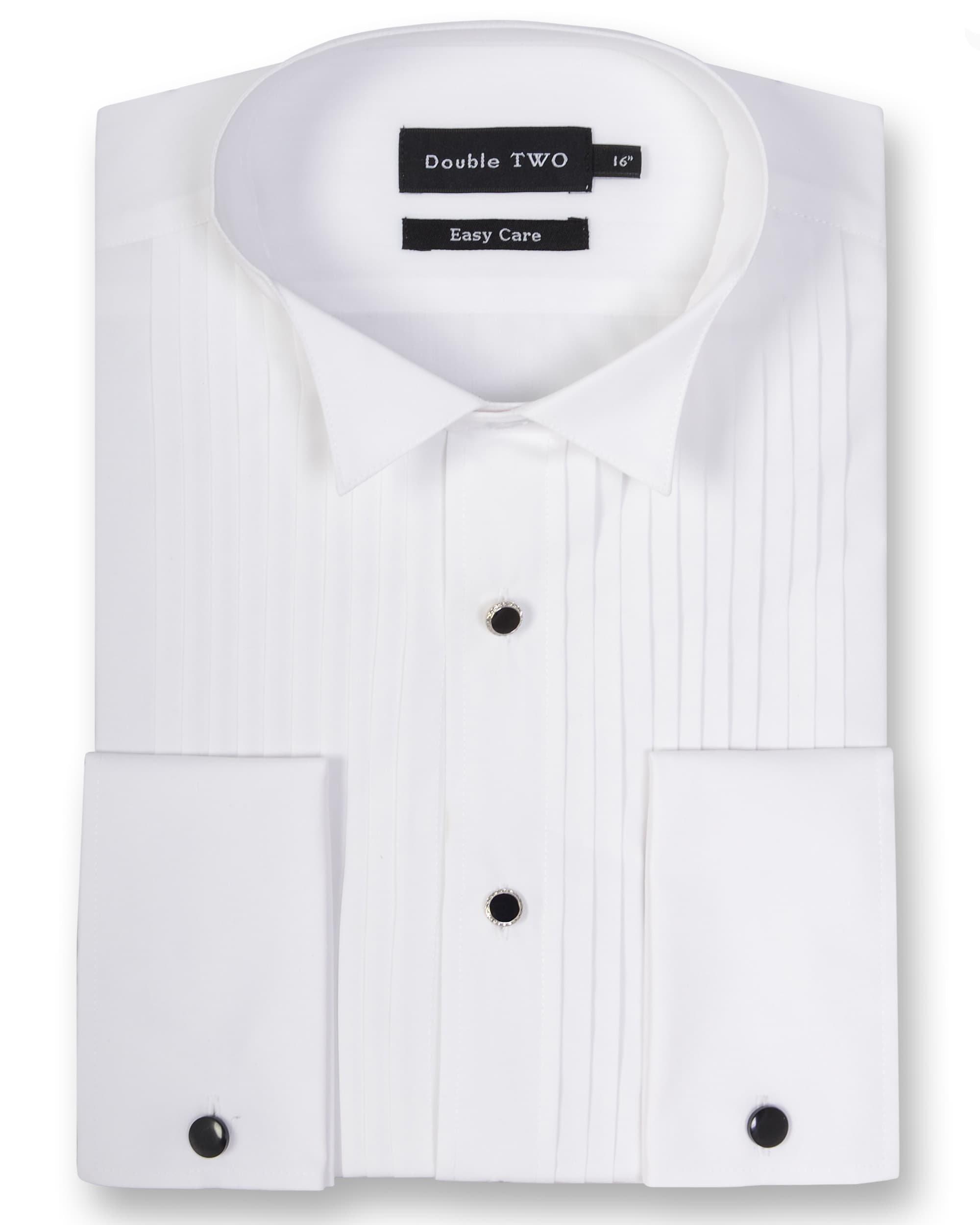 Белая классическая рубашка со складками и воротником-крылышком Double TWO, белый