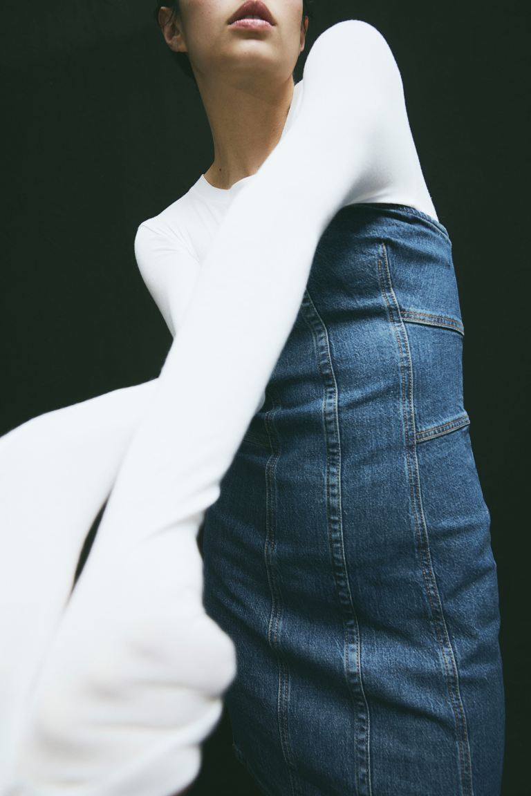 Платье-Бандо из джинсовой ткани H&M, синий платье кимоно из джинсовой ткани с завязками s синий
