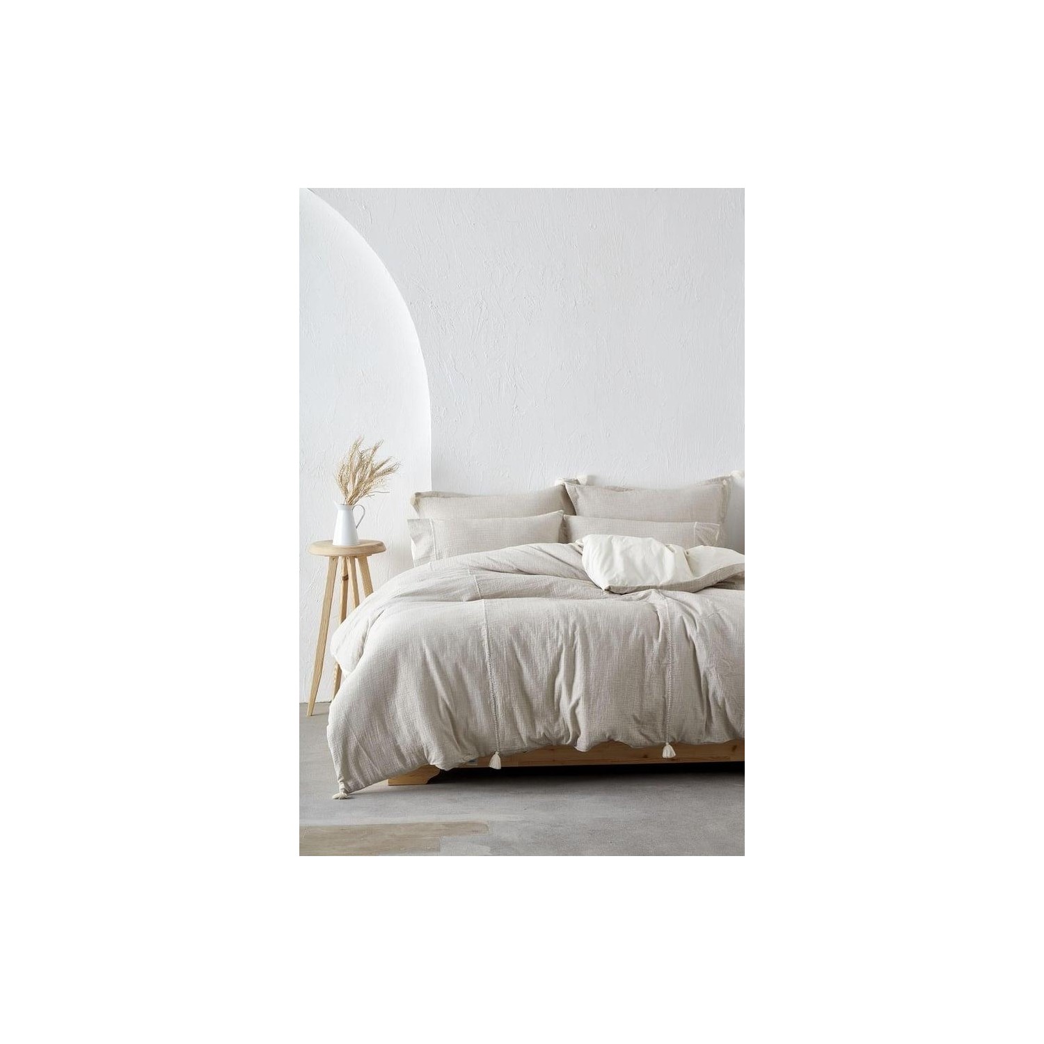 Экокотон Doga King Size Комплект постельного белья из 100% органического хлопка, муслин, окрашенный в бежевый цвет, 240X220 см