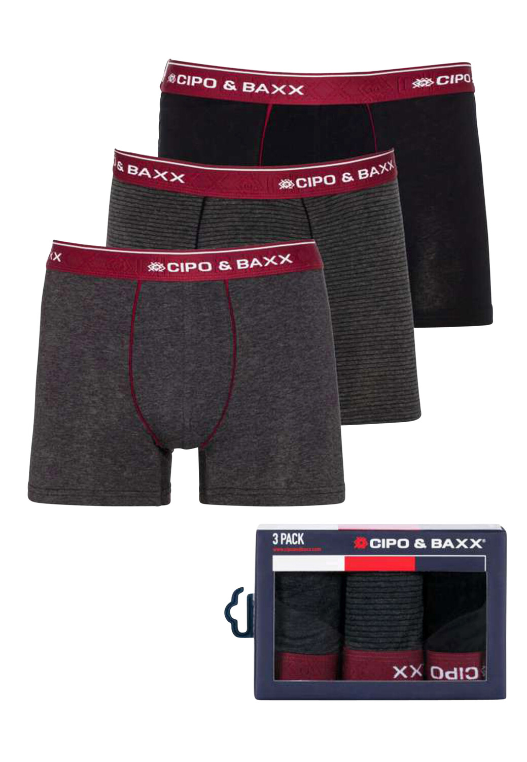 

Боксеры Cipo & Baxx Boxershorts 3 шт, цвет Black-Grey-Anthracite
