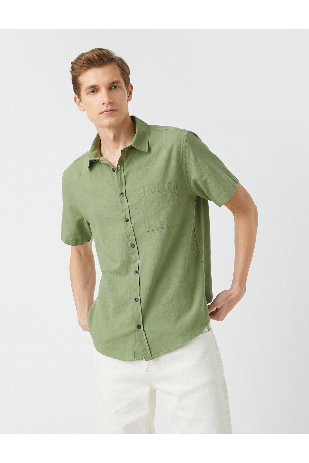 

Летняя рубашка с коротким рукавом Slim Fit Koton, зеленый