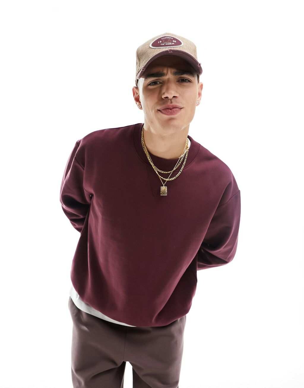 

Бордовый тяжелый свитшот оверсайз ASOS DESIGN, Красный
