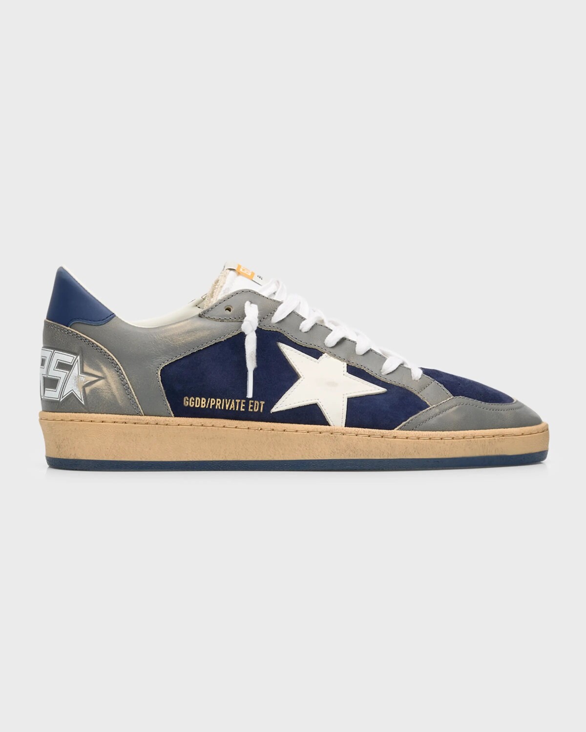 

Мужские кожаные низкие кеды Ball Star с эффектом потертости Golden Goose, цвет Blue/Grey/White