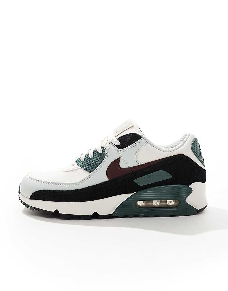 

Кроссовки Nike Air Max 90 белого, бордового и зеленого цветов