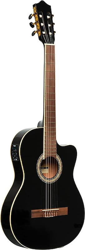 Акустическая гитара SCL60 cutaway acoustic-electric classical guitar with B-Band 4-band EQ, black цена и фото