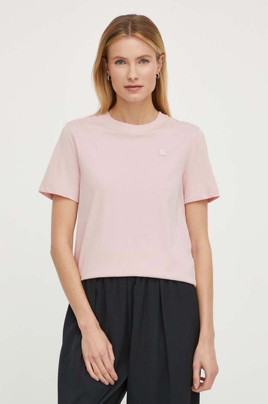 Хлопковая футболка Calvin Klein Jeans, розовый
