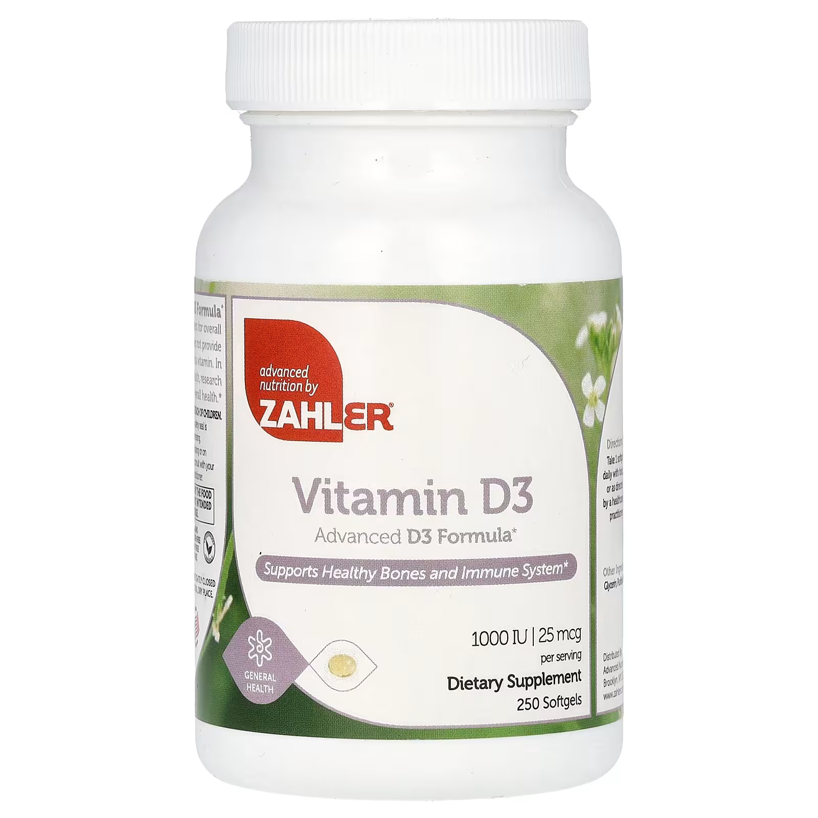 Zahler Витамин D3 25 мкг (1000 МЕ) 250 мягких таблеток nature s truth высокоэффективный витамин d3 25 мкг 1000 ме 250 мягких таблеток быстрого высвобождения