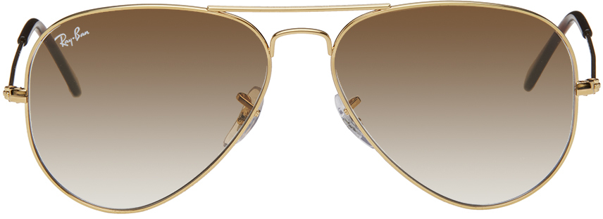 Золотые солнцезащитные очки-авиаторы полированные Ray-Ban