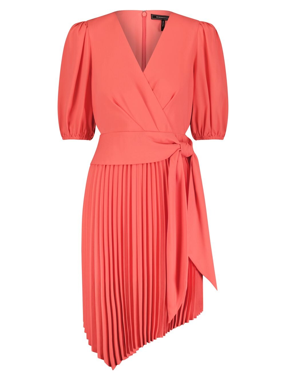 

Коктейльное платье асимметричного кроя со складками BCBGMAXAZRIA, коралловый