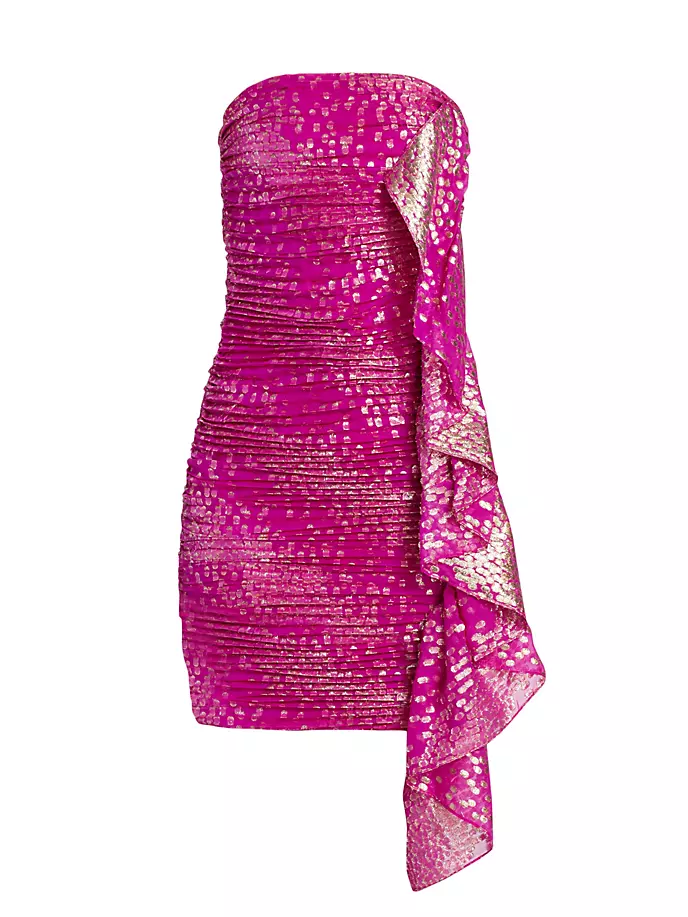 

Мини-платье Talia из шелковой смеси металлик Ramy Brook, цвет electric pink metallic