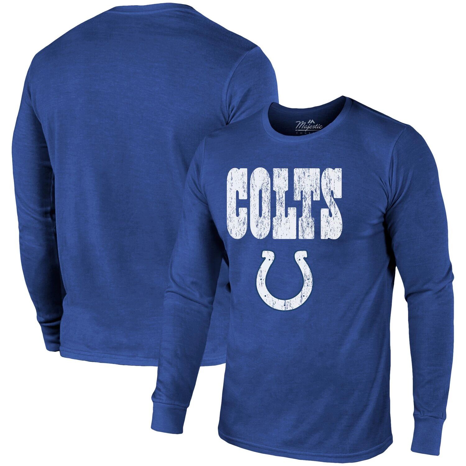 

Футболка с длинными рукавами Indianapolis Colts Majestic Threads Lockup Tri-Blend — Королевский