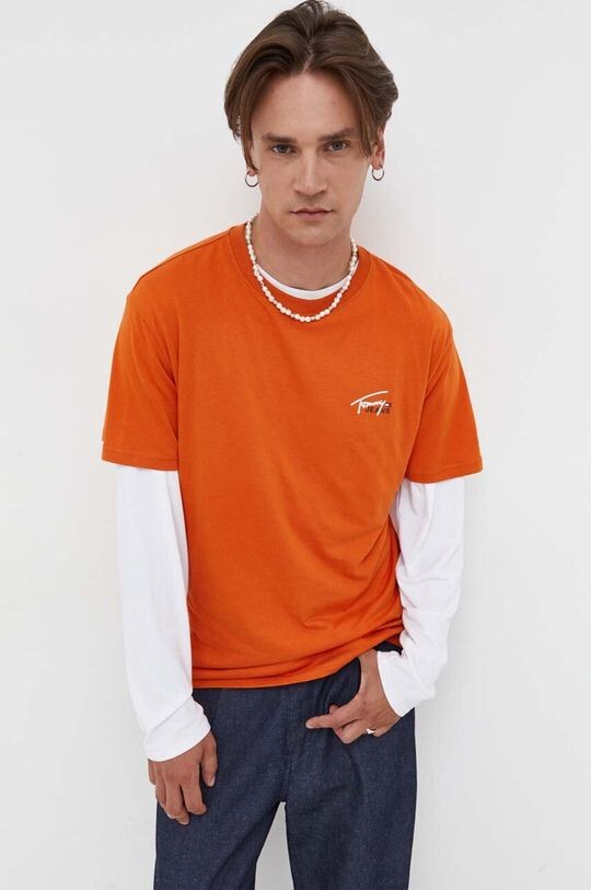 

Хлопковая футболка Tommy Jeans, оранжевый