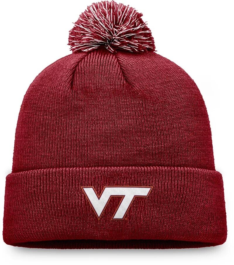 

Мужская вязаная шапка с темно-бордовыми помпонами Top of the World Virginia Tech Hokies