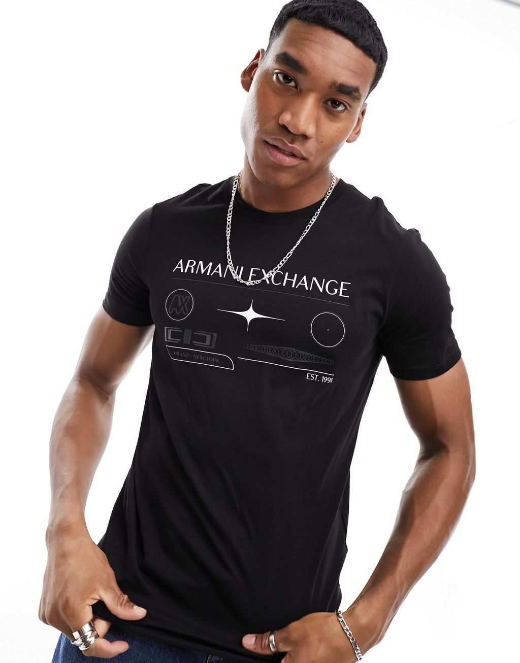 

Черная футболка свободного кроя Armani Exchange