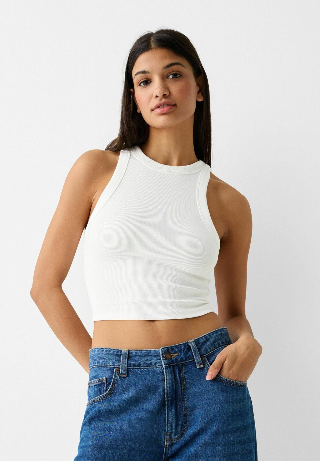 

Топ Sleeveless Bershka, белый