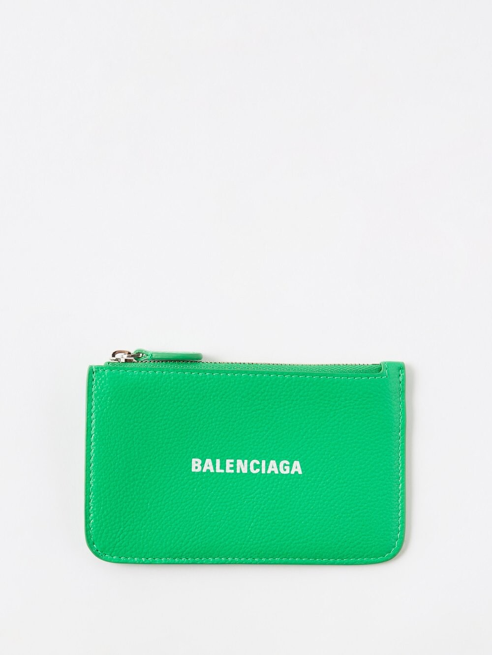 

Кожаный картхолдер на молнии с логотипом cash Balenciaga, зеленый