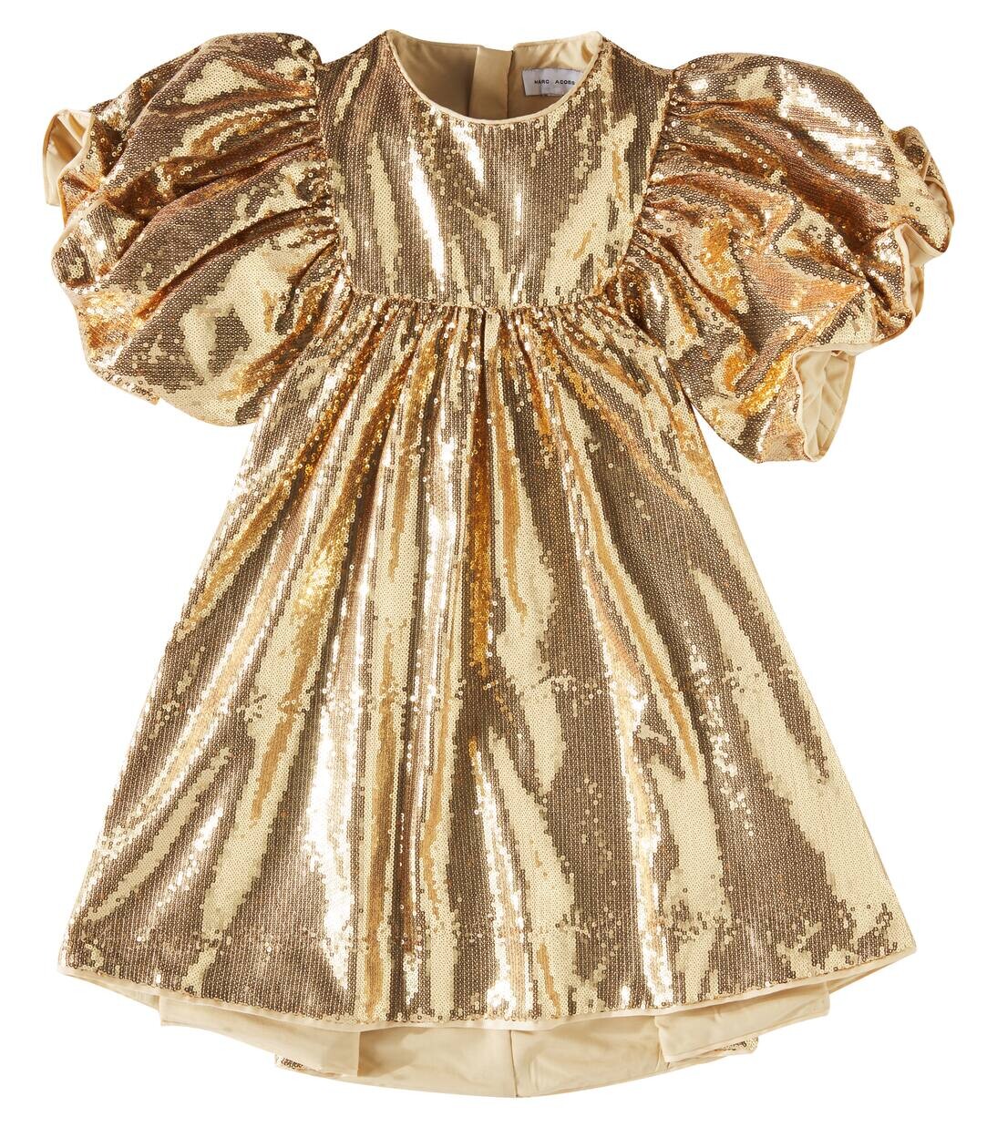 

Платье с оборками и пайетками Marc Jacobs Kids, цвет new gold