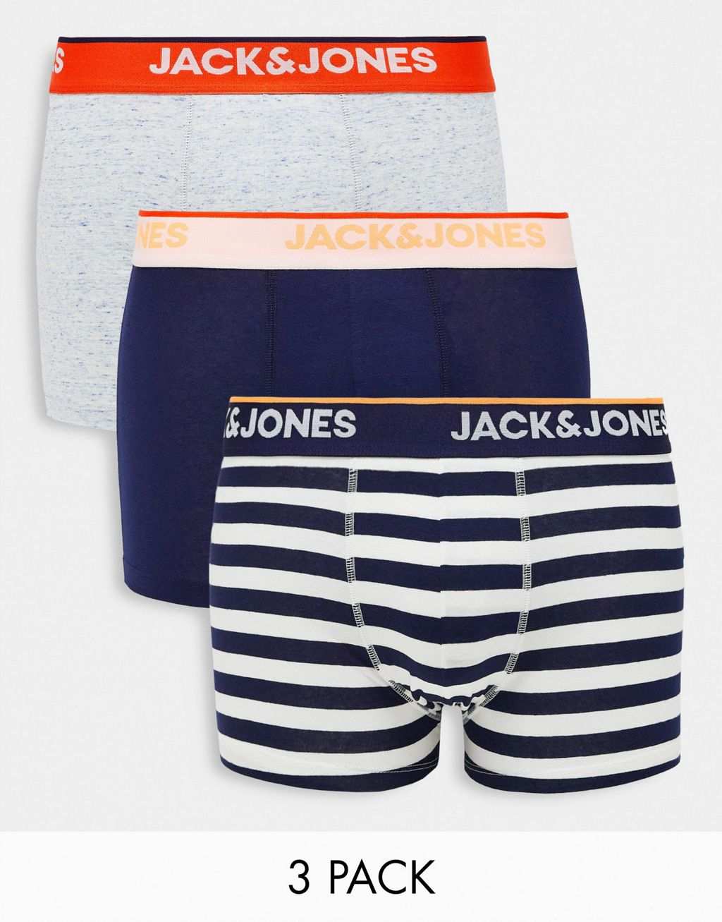 

Комплект из трех плавок Jack & Jones с полосками и контрастным неоновым поясом