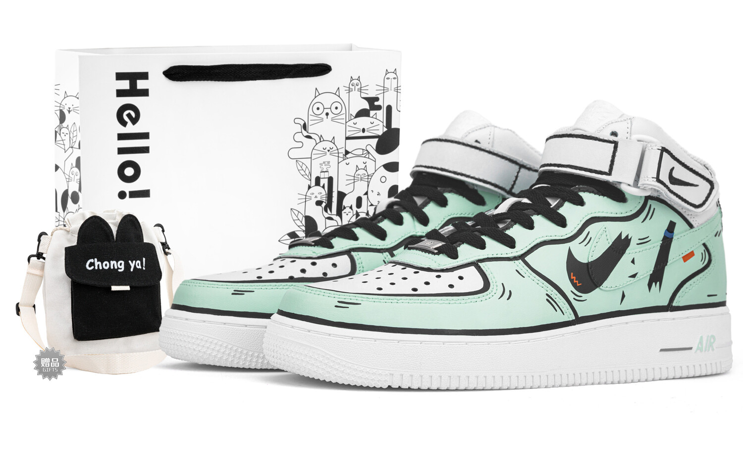 

Кроссовки Nike Air Force 1 Skateboarding Shoes Unisex Mid-top Green, зеленый