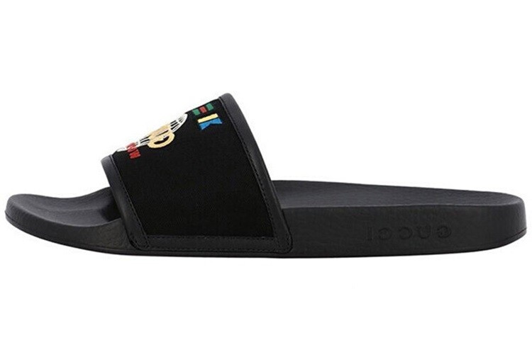 

Тапочки GUCCI Slide Worldwide Flag, черные