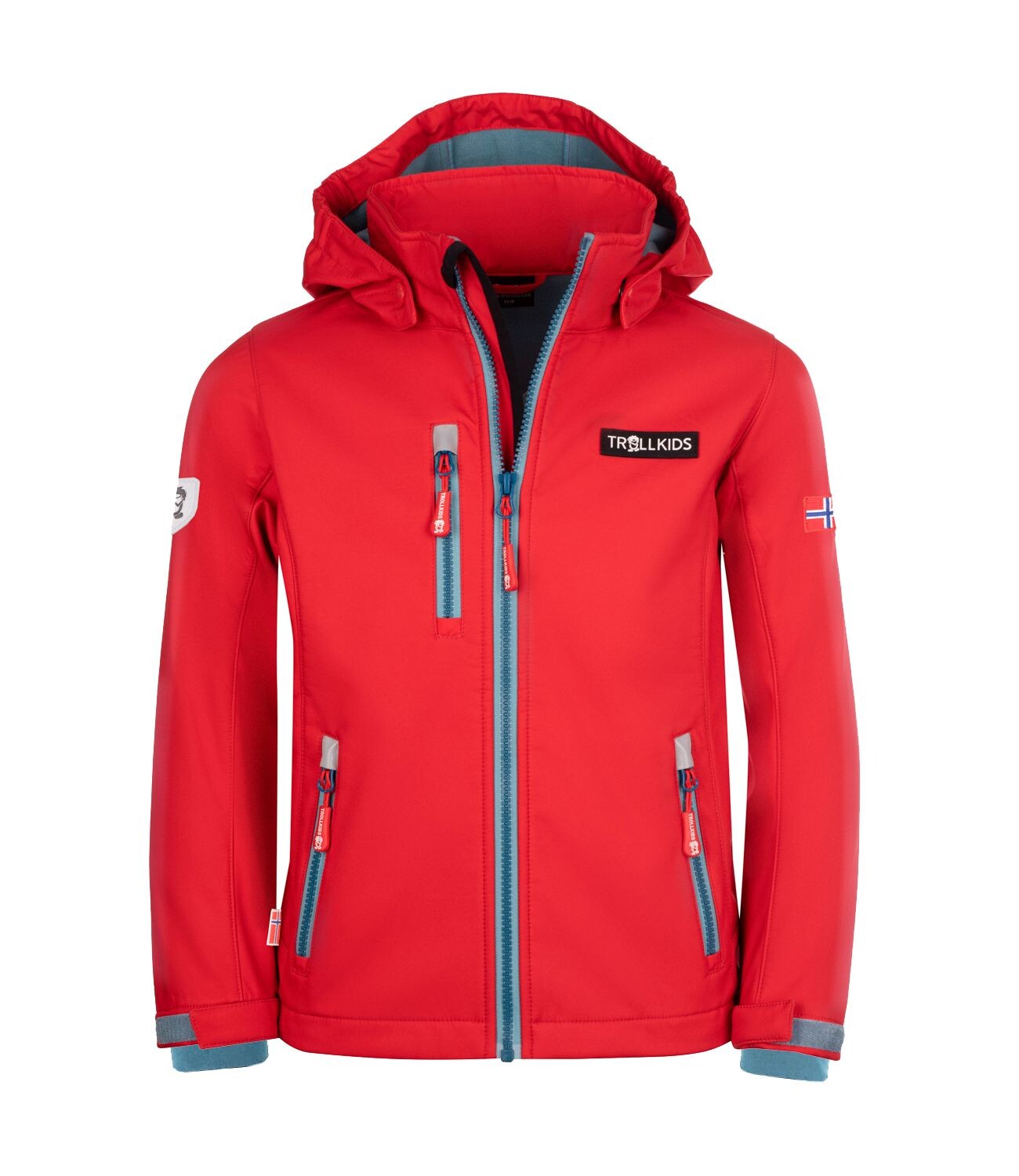 

Куртка софтшелл Trollkids Softshell Jacke Preikestolen, цвет Rot/Delphinblau