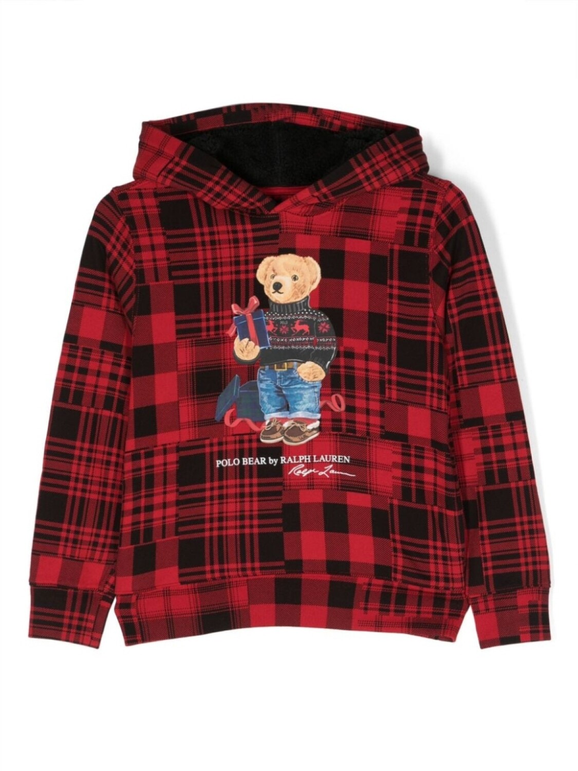 

Ralph Lauren клетчатое худи с принтом Polo Bear, черный