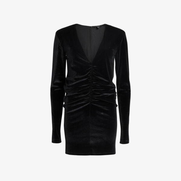 

Бархатное мини-платье узкого кроя Anya с длинными рукавами Allsaints, черный