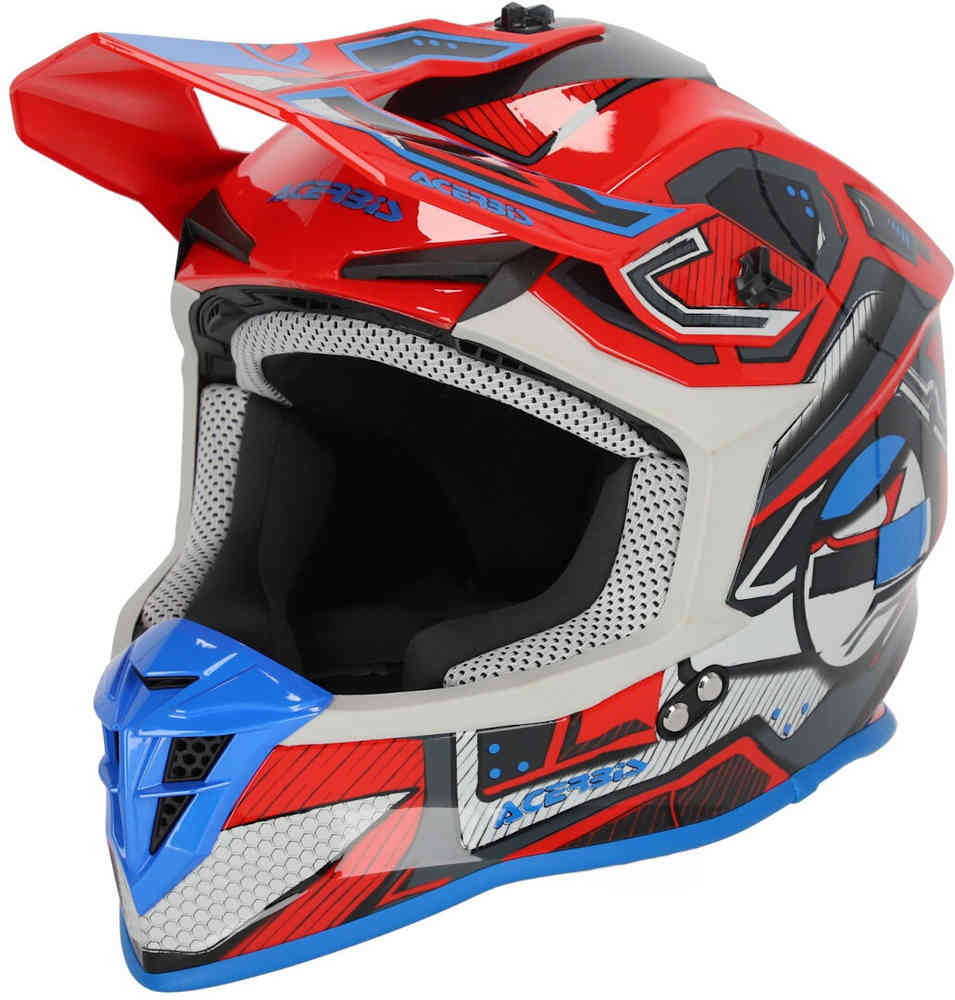 Шлем для мотокросса с линейной графикой 2024 Acerbis, красно синий