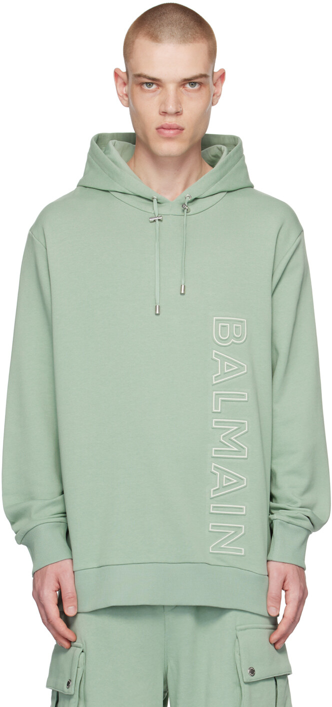 

Зеленый худи с тиснением Balmain