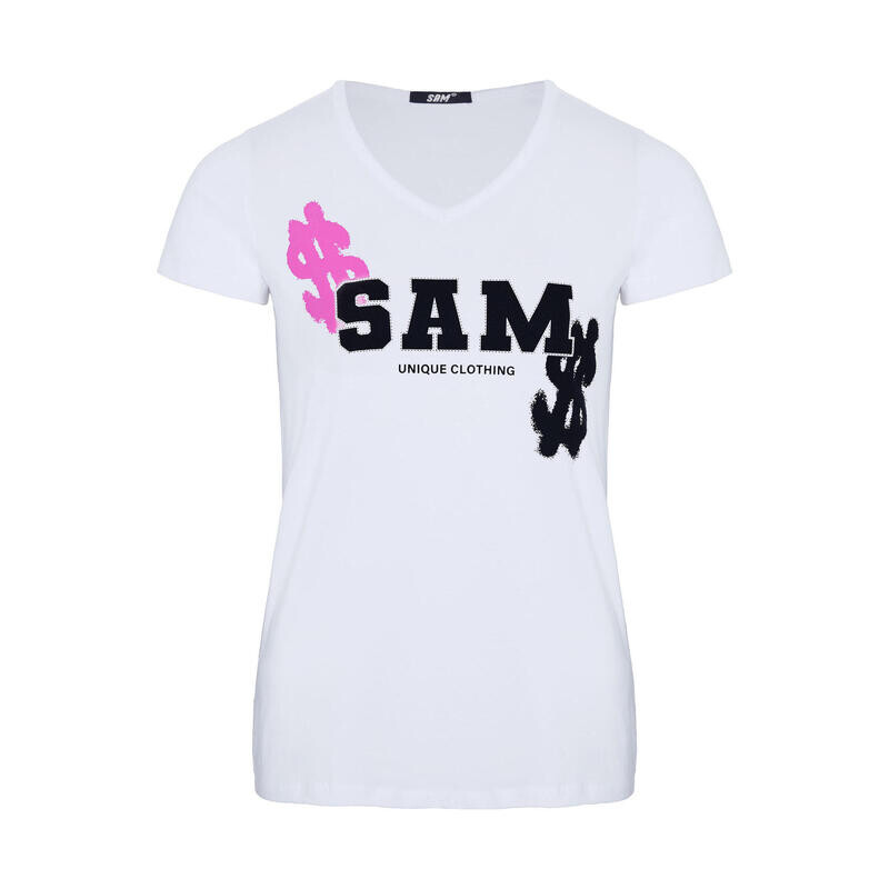 

Футболка с V-образным вырезом и характерным для этикетки принтом. UNCLE SAM, цвет weiss