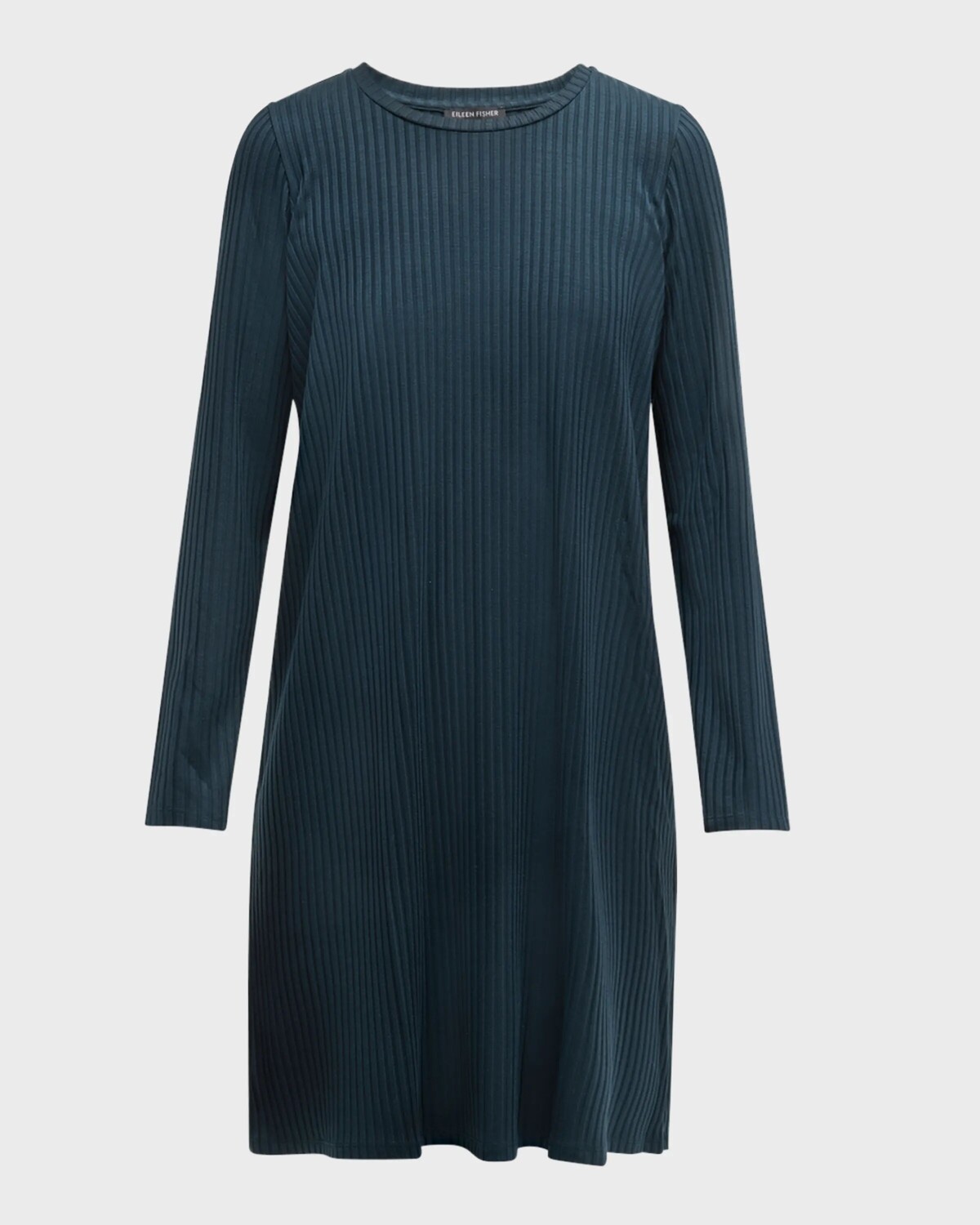 

Платье прямого кроя в рубчик с круглым вырезом Eileen Fisher, цвет Deep Adriatic