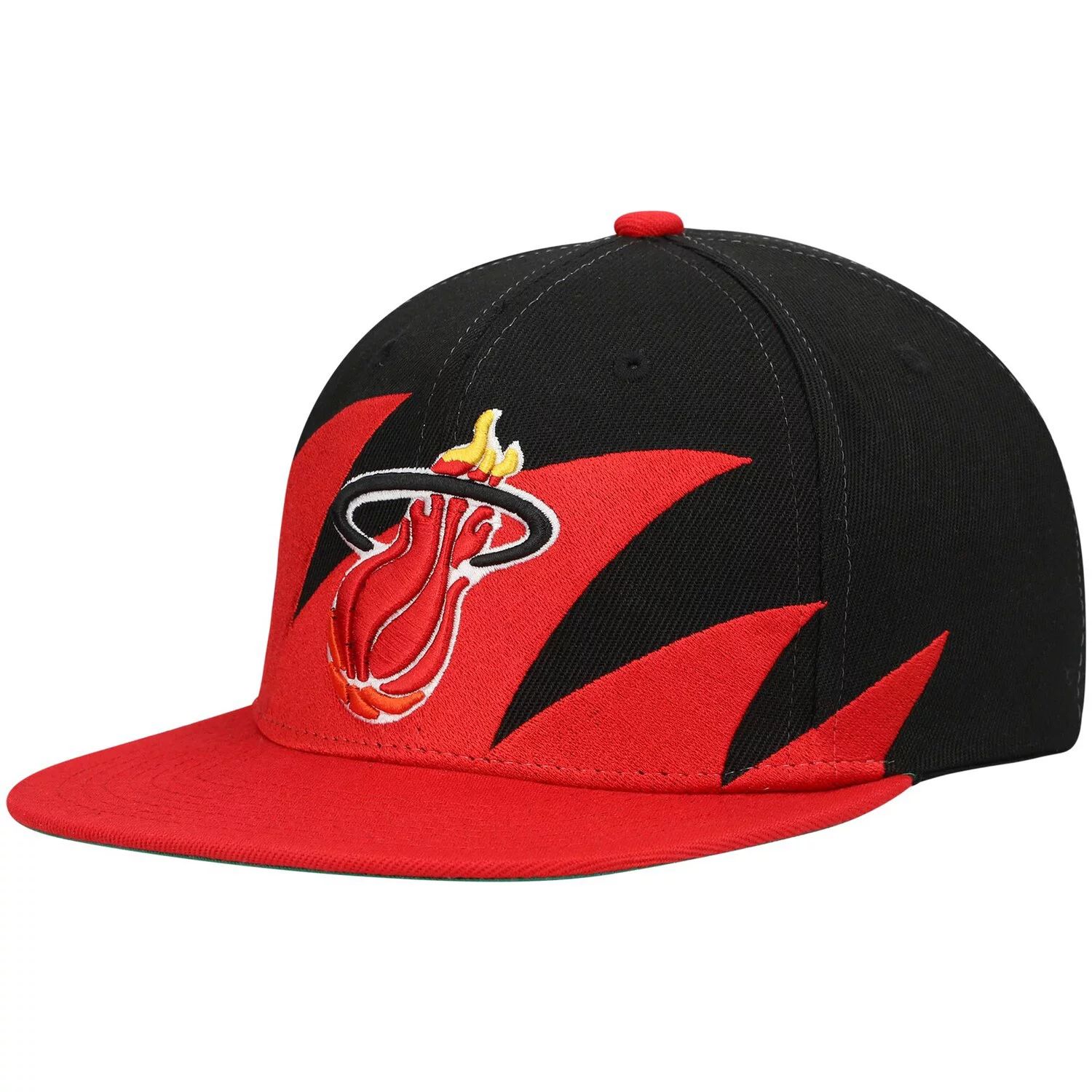 

Мужская кепка Mitchell & Ness Black/Red Miami Heat из твердой древесины Classics Sharktooth Snapback Hat