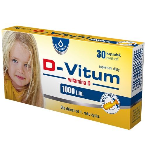 D-Vitum 1000 IU Kapsułki Twist-Off витамин D в твист-офф капсулах, 30 шт. фотографии