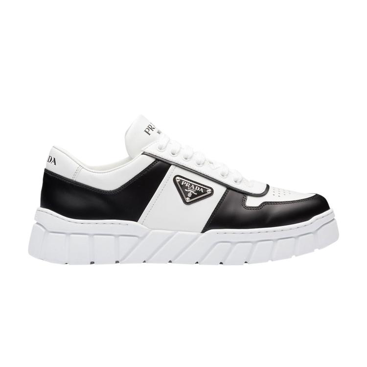 Кроссовки Prada Leather Sneakers 'White Black', белый