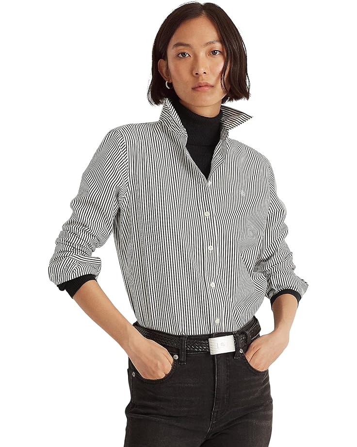 Рубашка LAUREN Ralph Lauren Long Sleeve Button Front, цвет Black/White