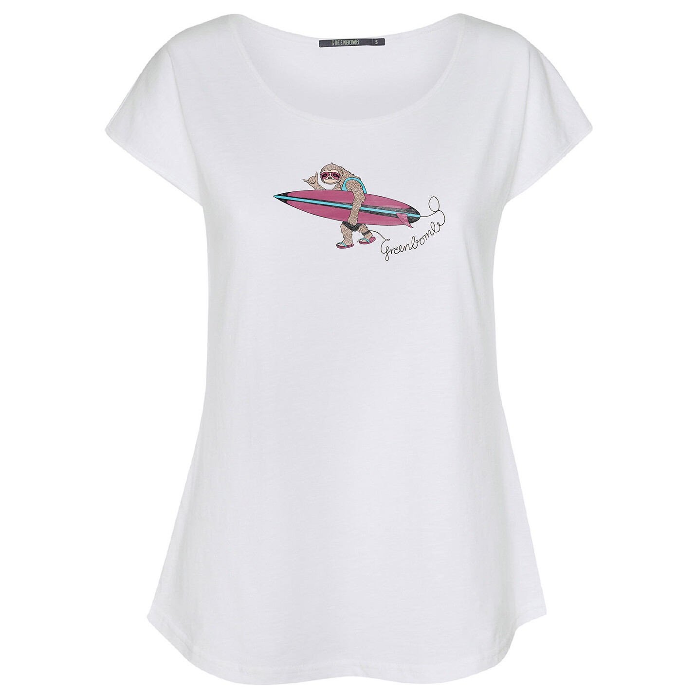 

Футболка Greenbomb Women's Animal Sloth Beach Cool s, белый