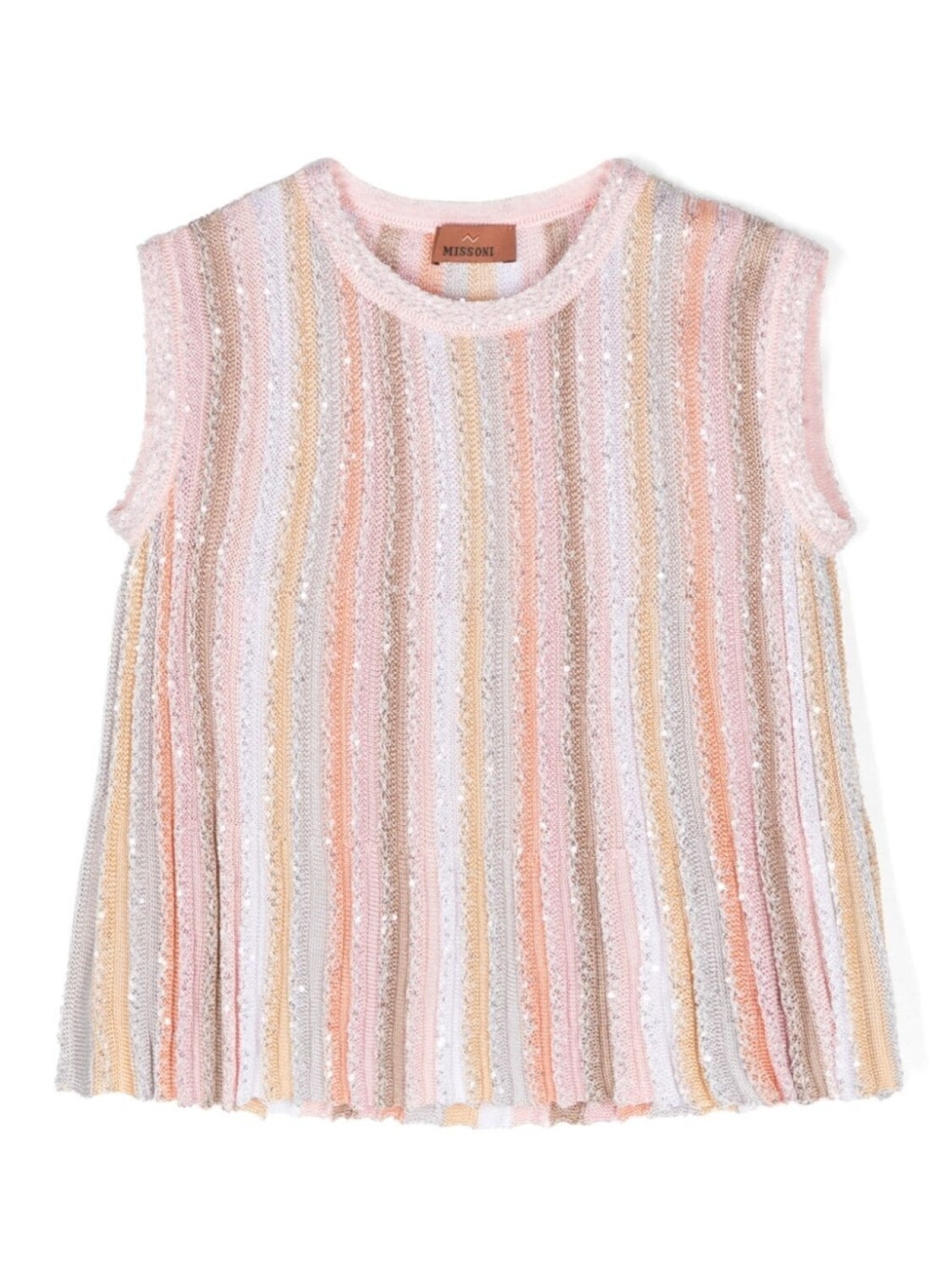 Топ Missoni Kids в рубчик, украшенный пайетками, розовый