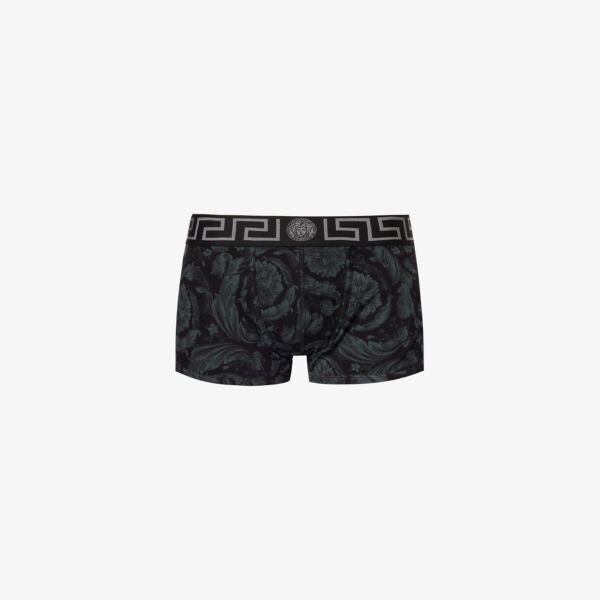 

Плавки из эластичного хлопка с фирменным поясом Versace, черный