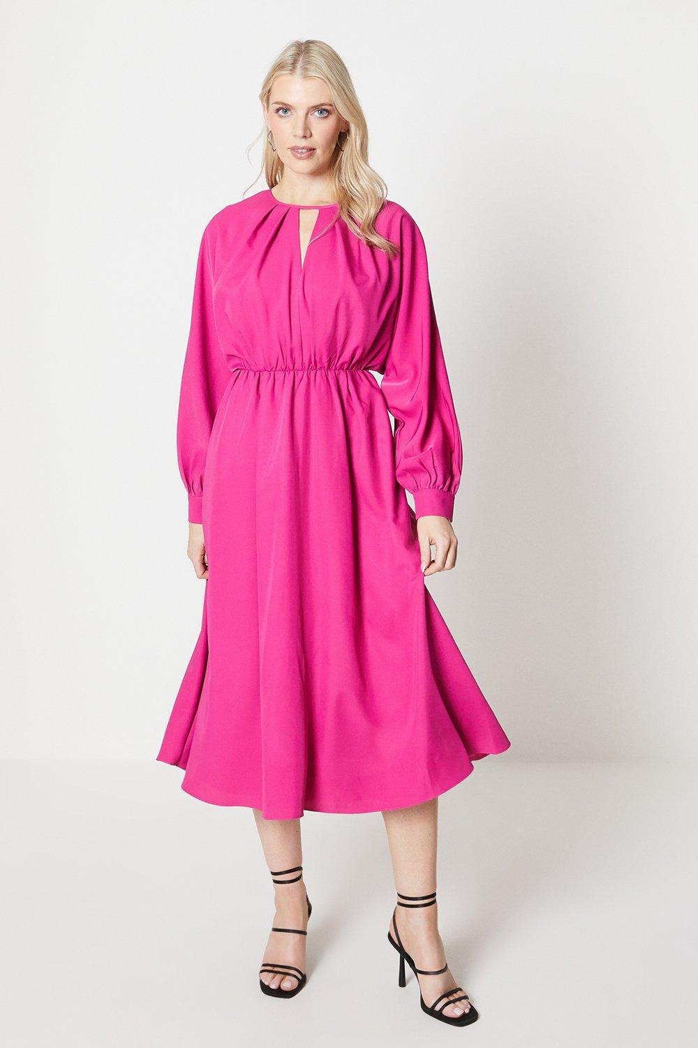 Платье миди с блузкой и рукавами Keyhole Debenhams, розовый