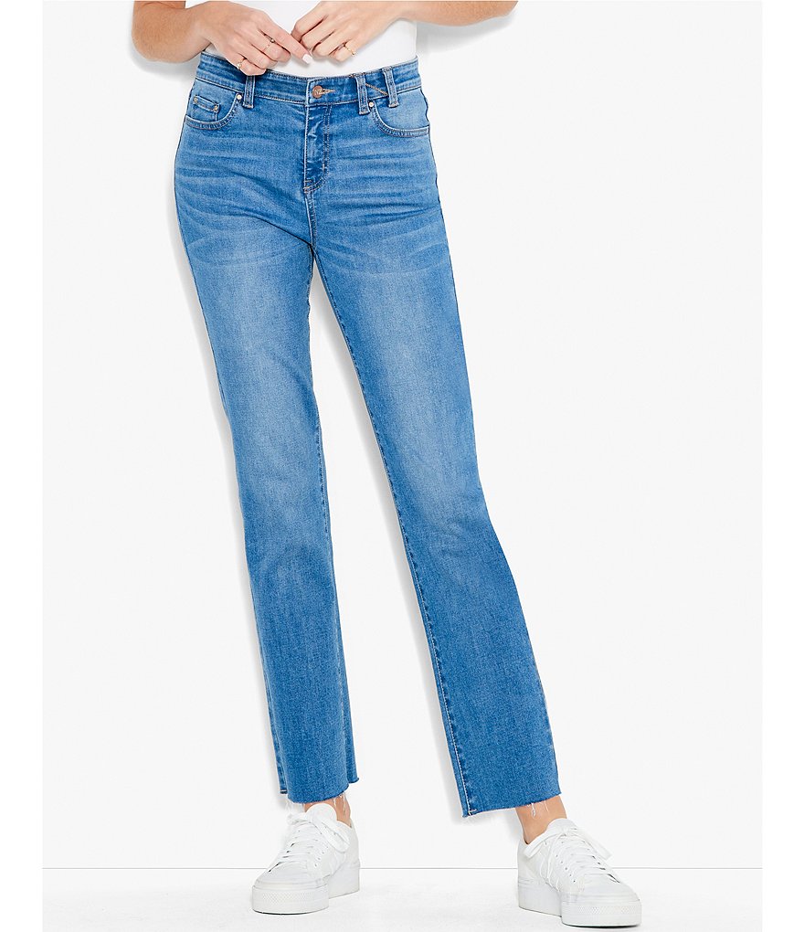 Прямые джинсы NIC + ZOE со средней посадкой и необработанным краем до щиколотки, синий