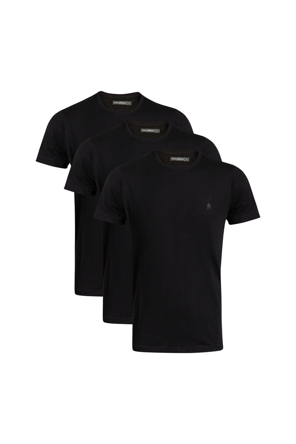 Комплект из 3 футболок из смесового хлопка French Connection, черный цена и фото