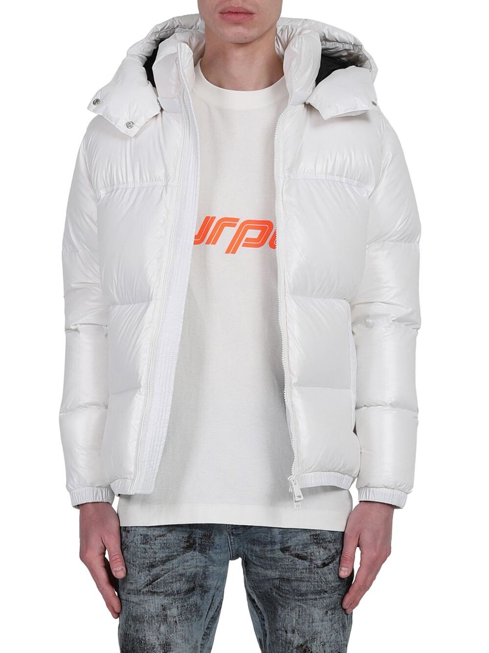 

Стеганый пуховик на пуху Purple Brand, белый
