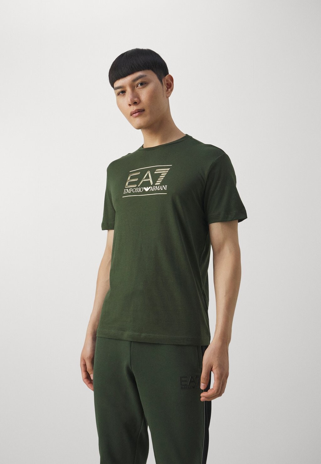 

Футболка с принтом EA7 Emporio Armani, темно-зеленая