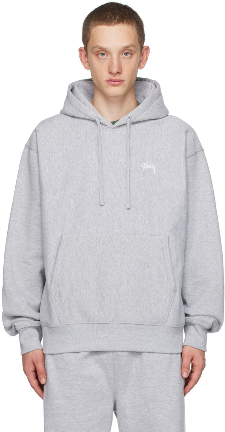 

Серый худи с вышивкой Stussy