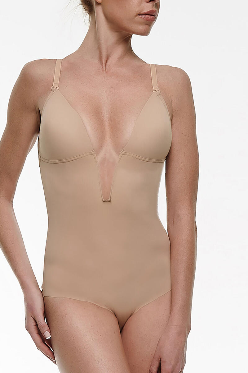 цена Ivette Bridal Боди телесного цвета с открытой спиной и глубоким вырезом Ivette Bridal, бежевый