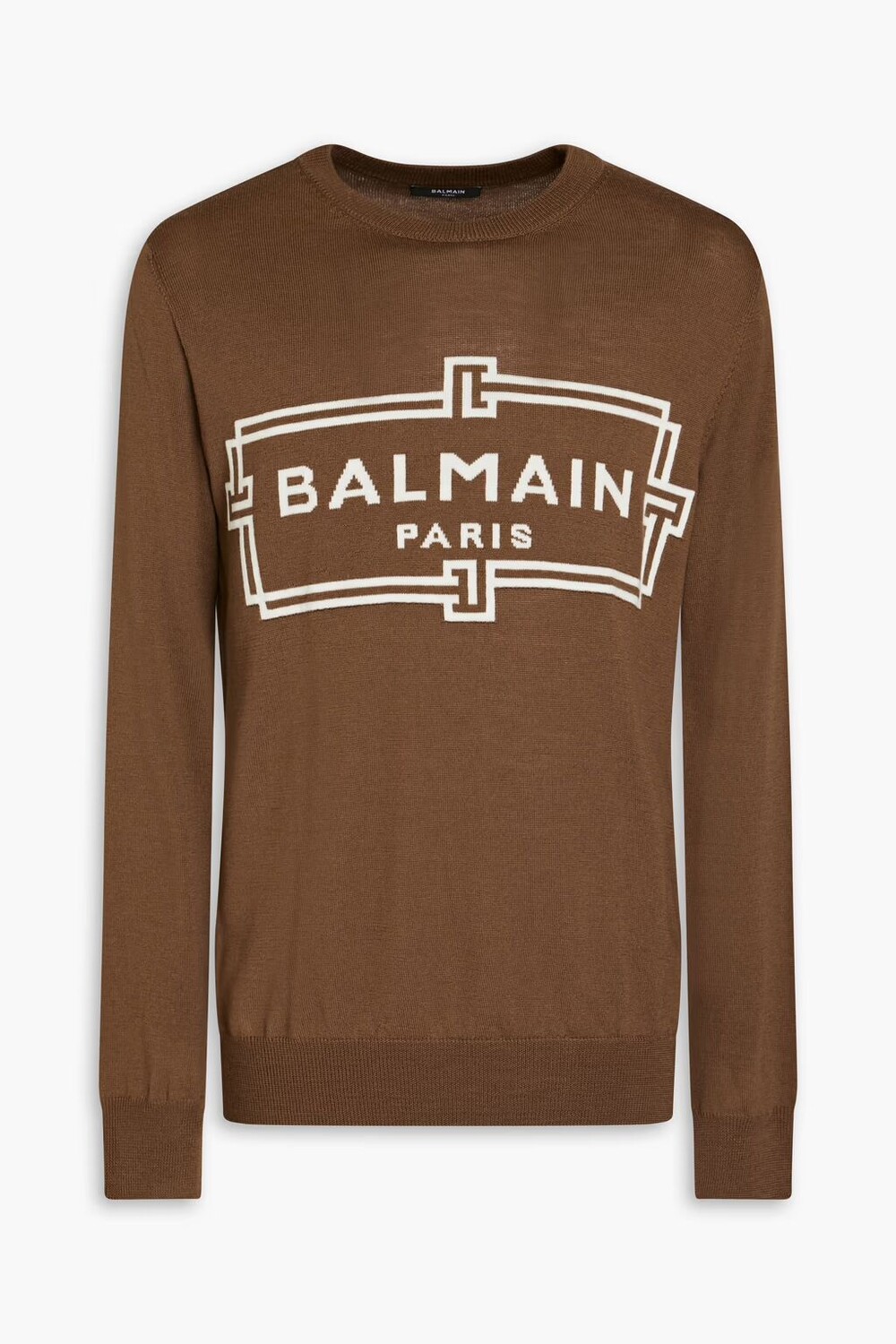 

Свитер из шерсти мериноса интарсия Balmain, коричневый