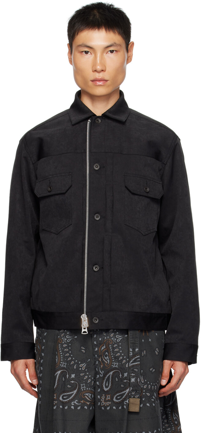 

Черная куртка из искусственной замши sacai на молнии, Черный